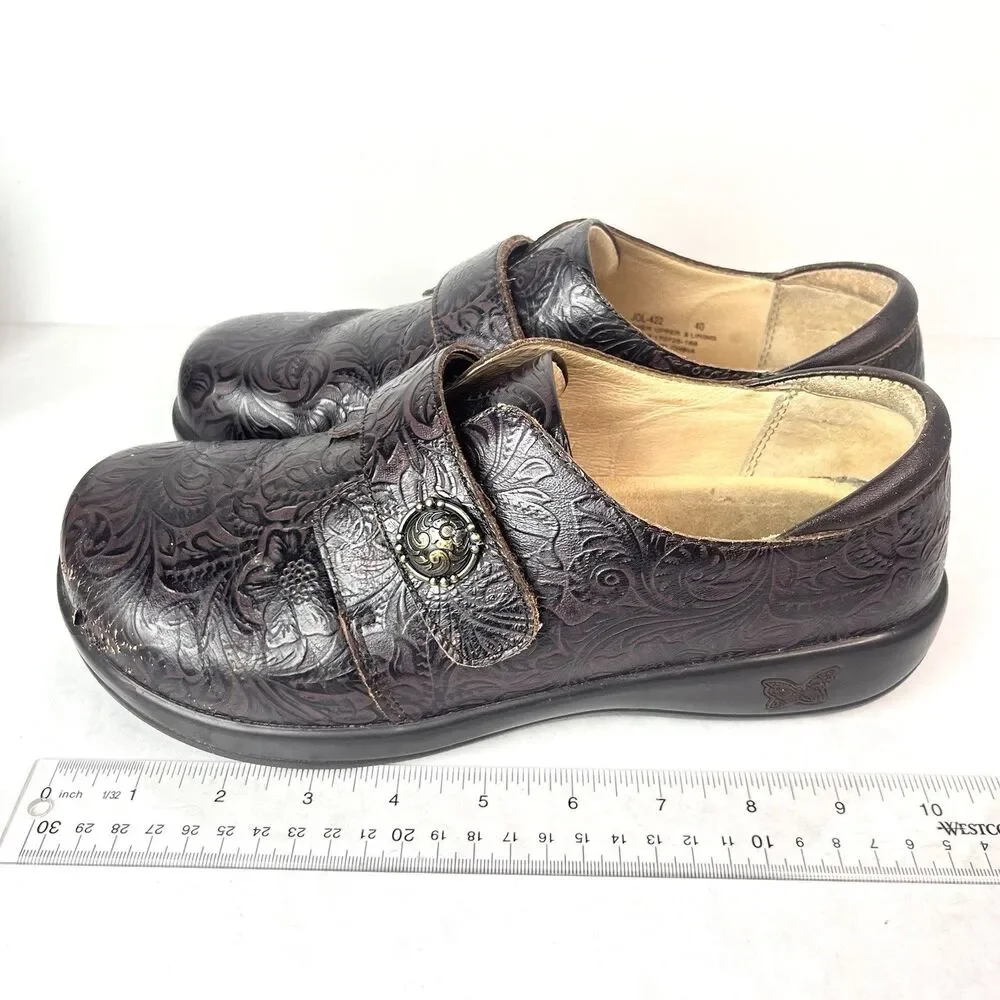 Alegria JOL-422 Professional Clogs Womens 40 US 9 Brown Embossed Leather